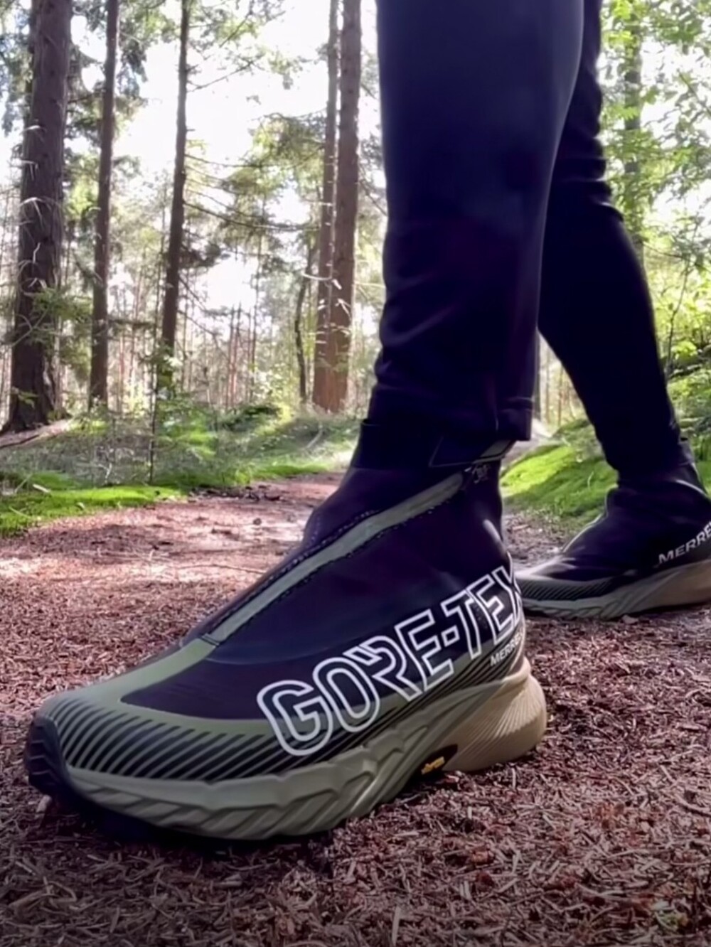 Merrell Black and Olive Zip-Front Trail Runners